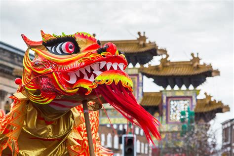 A majestic Chinese dragon with a serpentine body and flamboyant beard