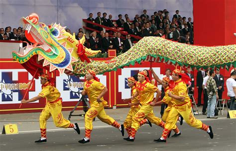 A vibrant image of a Chinese dragon dance