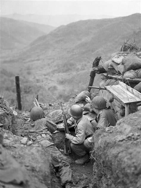 Chinese Soldiers in Trench in Korean War