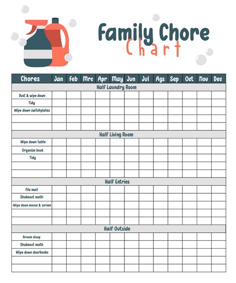 Chore Chart Printables for Large Families