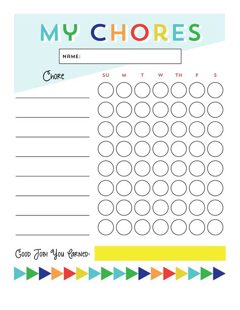 Chore Chart Printables with Rewards