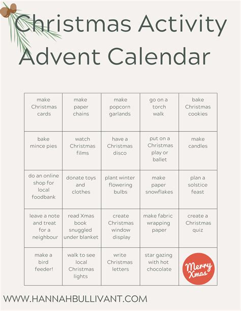 Christmas Calendar Ideas for Adults