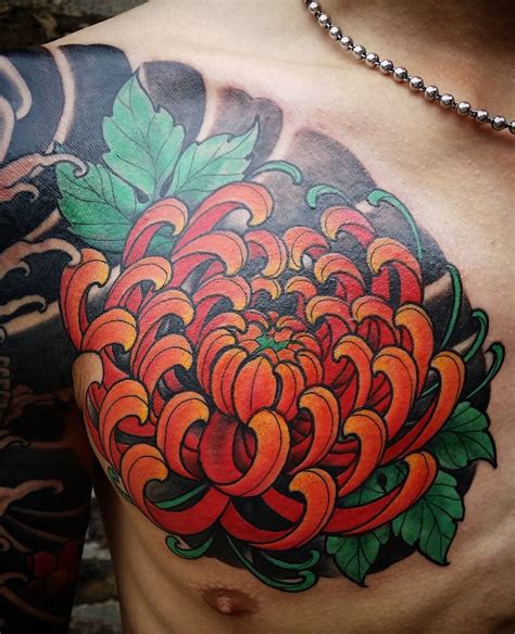 Chrysanthemum tattoo ideas for chest