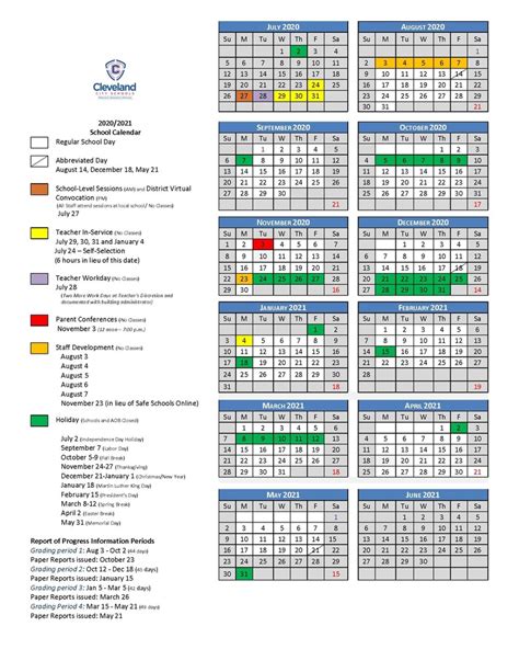 Cleveland Metro Schools District Calendar Overview