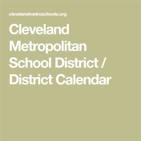 Cleveland Metro Schools District Calendar Tips and Reminders