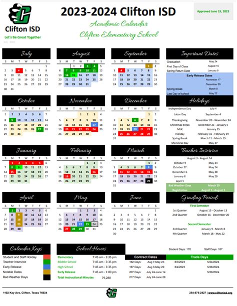 Clifton Schools Calendar Image 2