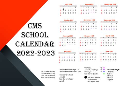 CMS Schools Calendar Benefits