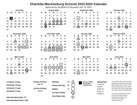 CMS Schools Calendar Benefits