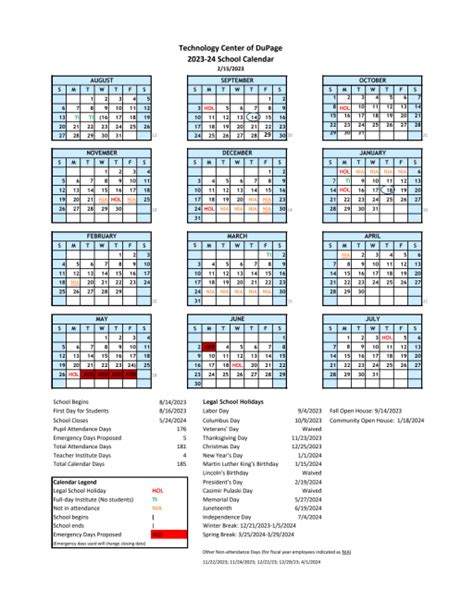 College of DuPage Academic Calendar