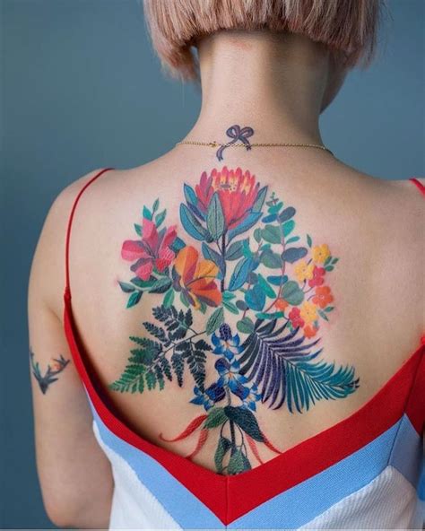 Colorful back tattoo designs