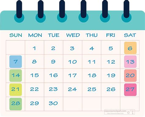 Colorful Calendar Cliparts