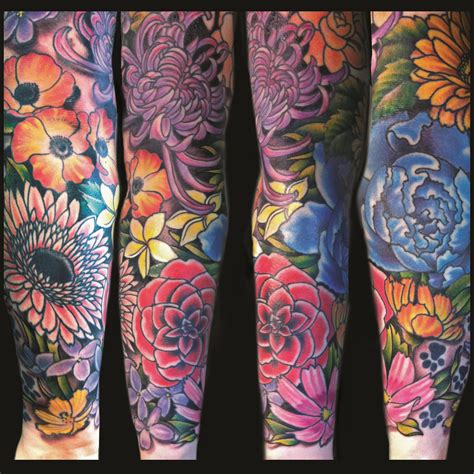 Colorful sleeve tattoo design