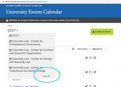 Columbia Law Calendar Organization