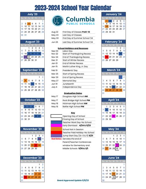 Columbia School Calendar Image 2