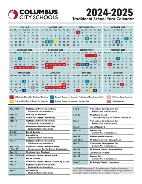 Columbus City Schools Ohio Calendar Image 2