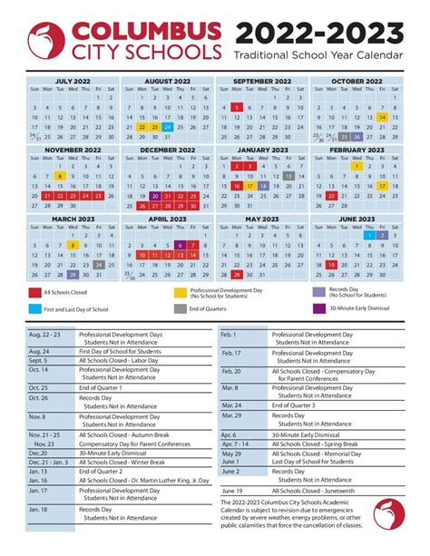 Columbus Schools Calendar Academic Success