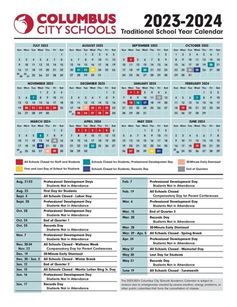 Columbus Schools Calendar Organization