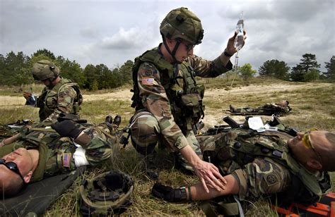 Combat medic team, providing medical care in a war zone