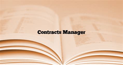 Contract Manager Role