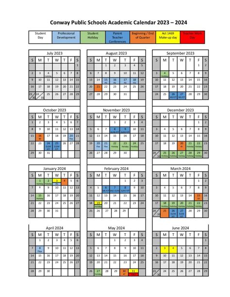 Conway Schools Calendar Features