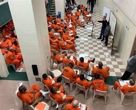 Inmates participating in an educational program