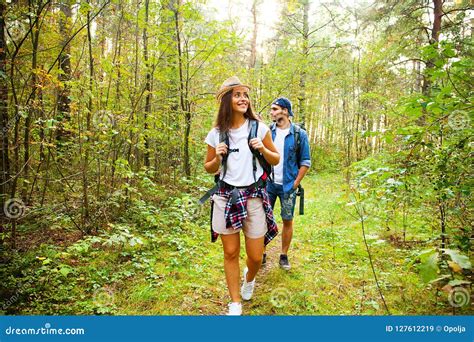 Couple hiking together