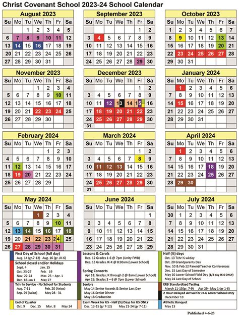 Covenant Christian Academy 2025 Calendar