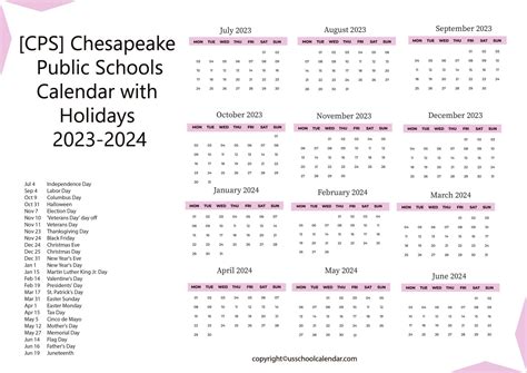 CPSchools Calendar Organization