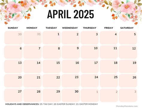 Create April Calendar