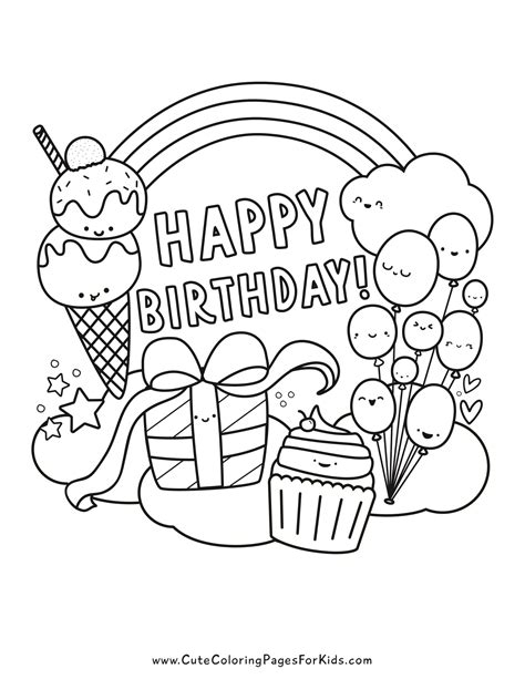 Create your own happy birthday coloring pages with custom designs