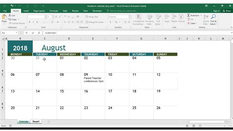 Creating a Calendar Guide