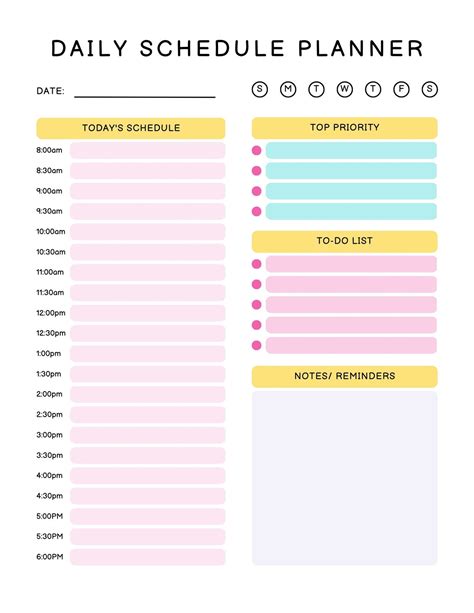 Creating a Daily Schedule Template