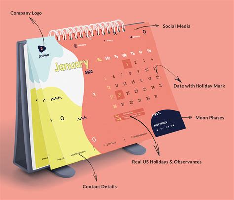 Creative desk calendar with a doodle page