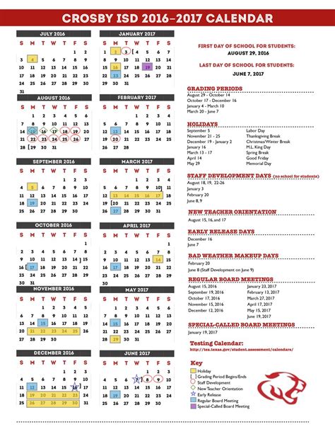 Crosby ISD School Calendar