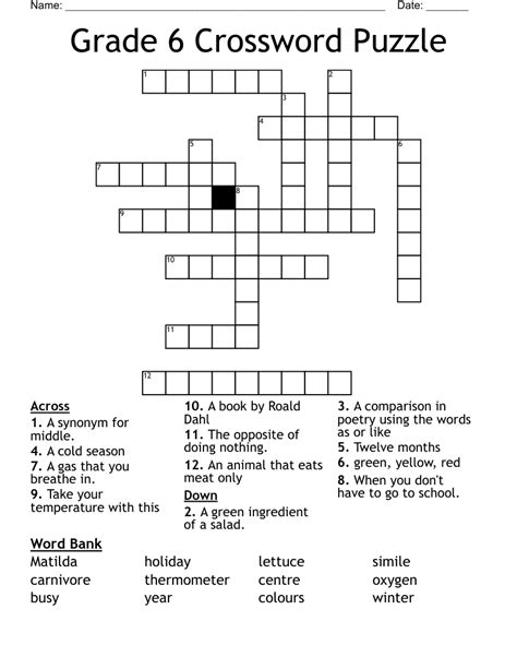 Description of Crossword Puzzle 6