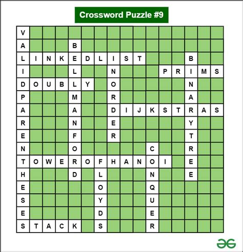 Description of Crossword Puzzle 9