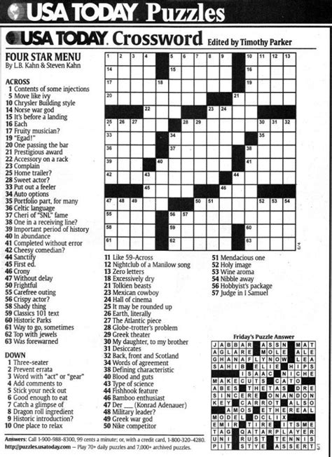 Archives of Past Crossword Puzzles