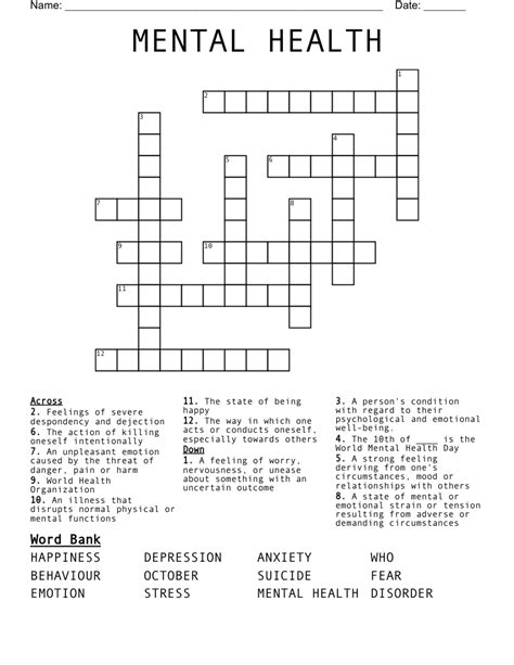 Crossword Puzzles and Mental Health