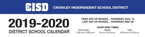 Crowley ISD Calendar Search