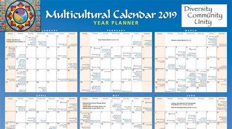 Cultural calendar celebrating different festivals and traditions