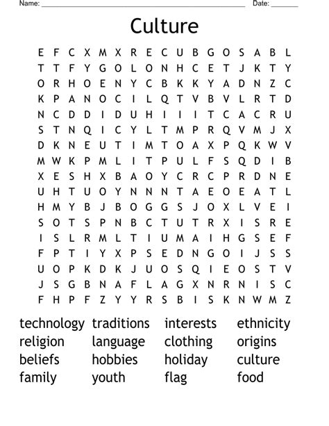 Culture Word Searches for Kids