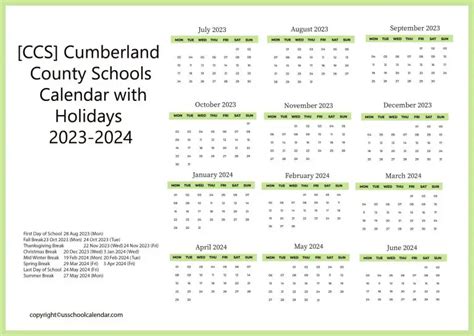 Cumberland County Schools Calendar Image 3