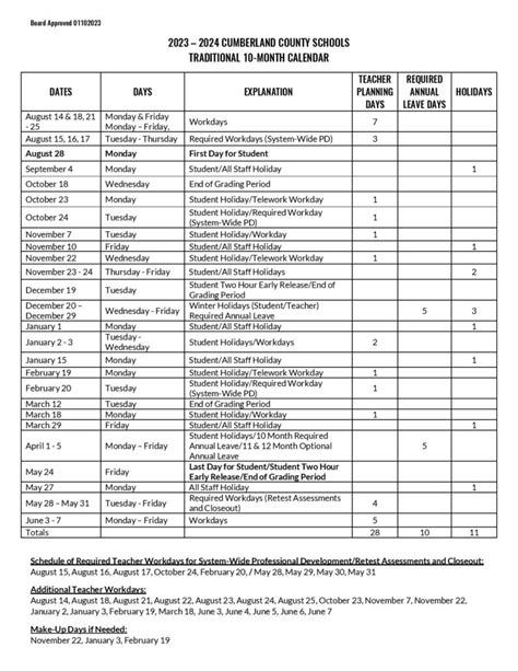 Cumberland County Schools Calendar Image 4