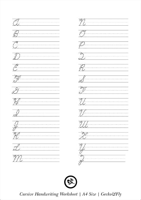 Cursive exercises example