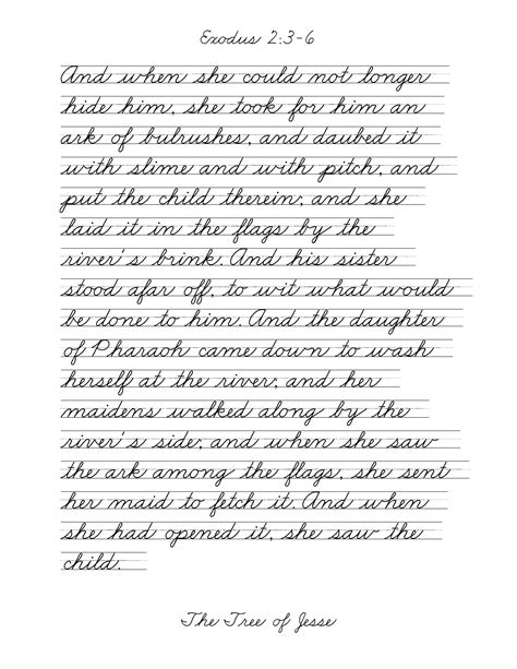 Cursive paragraphs example