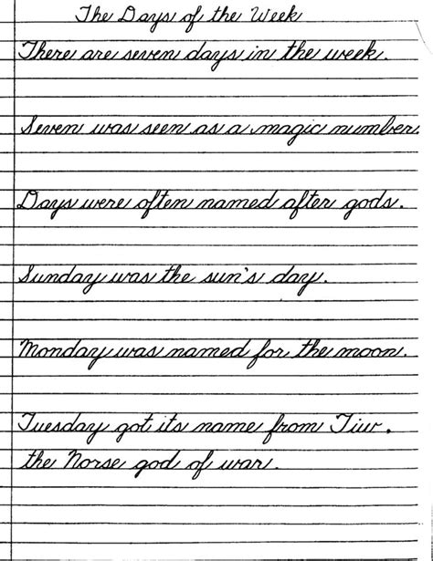 Cursive sentences example