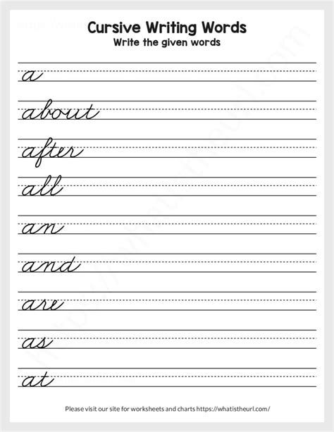 Cursive words example