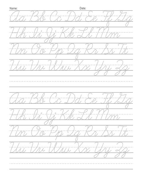 Cursive worksheets example