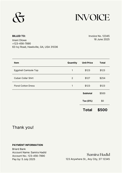 Custom Invoice Template