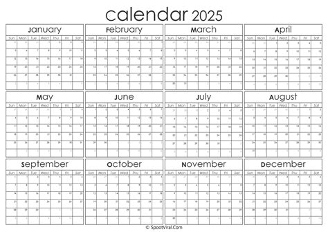 Customizable 2025 year calendar printable